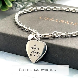Sterling Silver Handwriting Bracelet: engraved bracelet - keepsake jewellery - christmas gift  - Sterling Silver 925