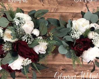 Burgundy and white bridal bouquet Clearance