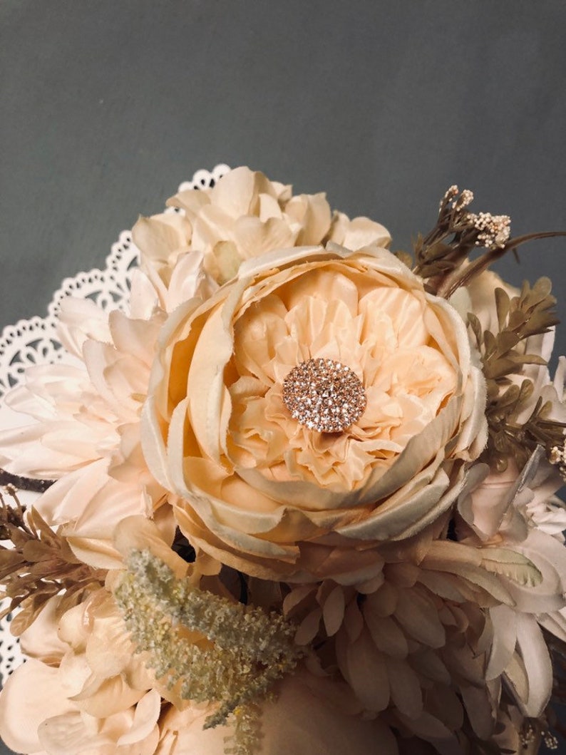 Rustic Wedding Bouquet Brooch Bouquet Wedding Shabby Gatsby,Fall Bouquet Bridesmaid,Ivory Glitter Bouquet Blush Vintage Glam