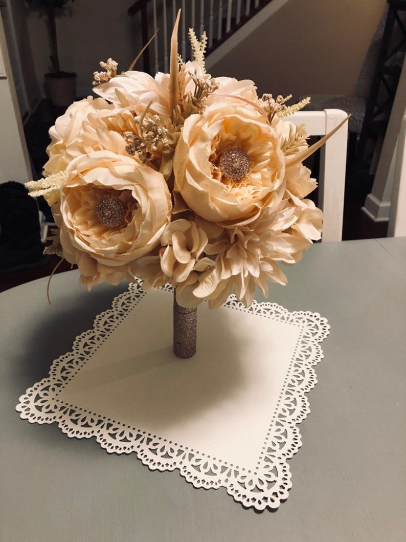 Rustic Wedding Bouquet Brooch Bouquet Wedding Shabby Gatsby,Fall Bouquet Bridesmaid,Ivory Glitter Bouquet Blush Vintage Glam