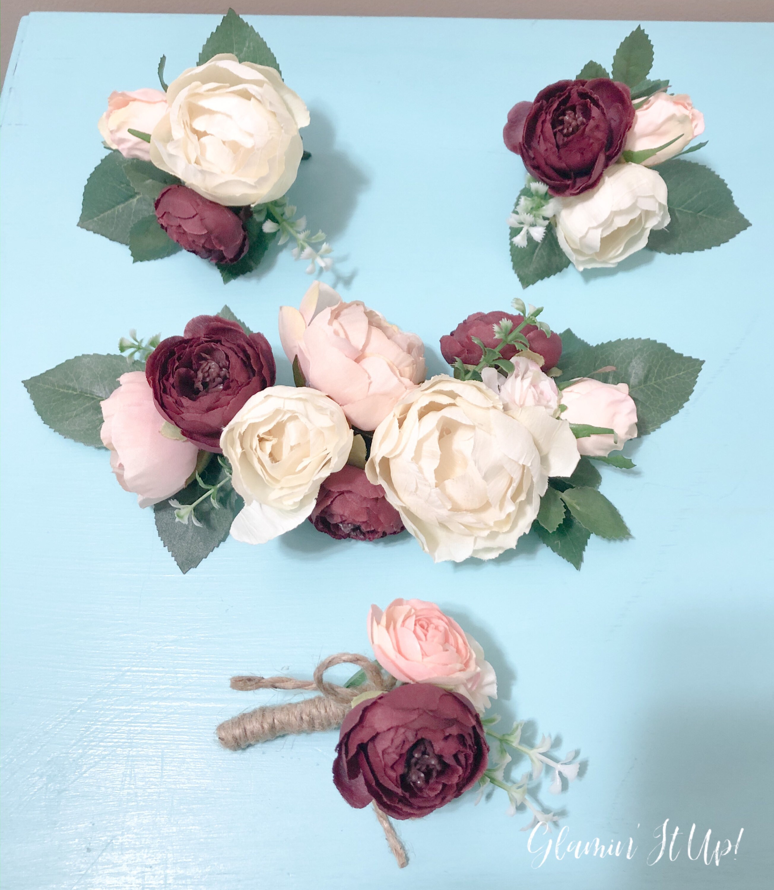 Burgundy Blush And Ivory Cake Flowers Wedding Cake Flowers Etsy