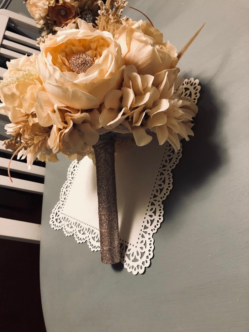 Rustic Wedding Bouquet Brooch Bouquet Wedding Shabby Gatsby,Fall Bouquet Bridesmaid,Ivory Glitter Bouquet Blush Vintage Glam