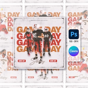 Sports Poster, Editable Game Day Design, Game Night Football Template, Player Poster