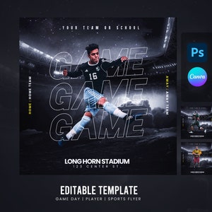 Sport Banner, Player Card Canva und Photoshop Template