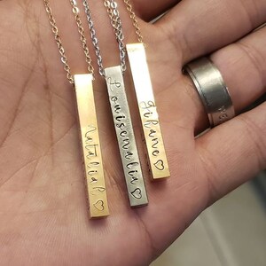 Stainless steel personalized bar pendant