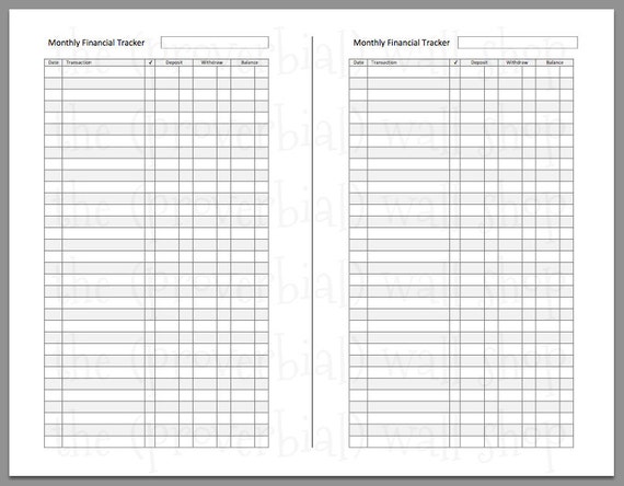 check register finance tracker half size a5 planner insert etsy