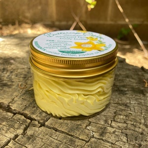 Buttercup Cream: a decadent whipped face & body butter. Healing for eczema, psoriasis, dry cracked skin, stretch mark prevention with cocoa image 1