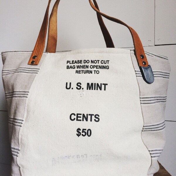 Reclaimed Bank Bag Tote