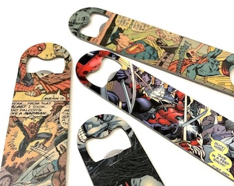 Superhero Bottle Openers - Superhero Bar Blades - Comic Book Bottle Openers - Gifts for Groomsmen - Personalized Gifts