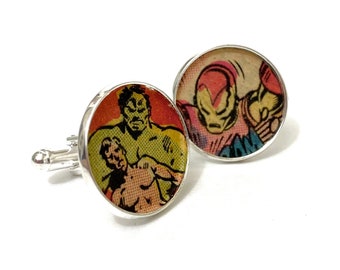 Superhero Cufflinks - Wedding Cufflinks - Geek Cufflinks - Comic Book Cufflinks