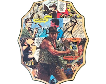 Indiana Jones Collage Wall Art - Comic Art - Comic Book Art - Mixed Media And Collage - Retro Art - Vintage Art - Comic Collage