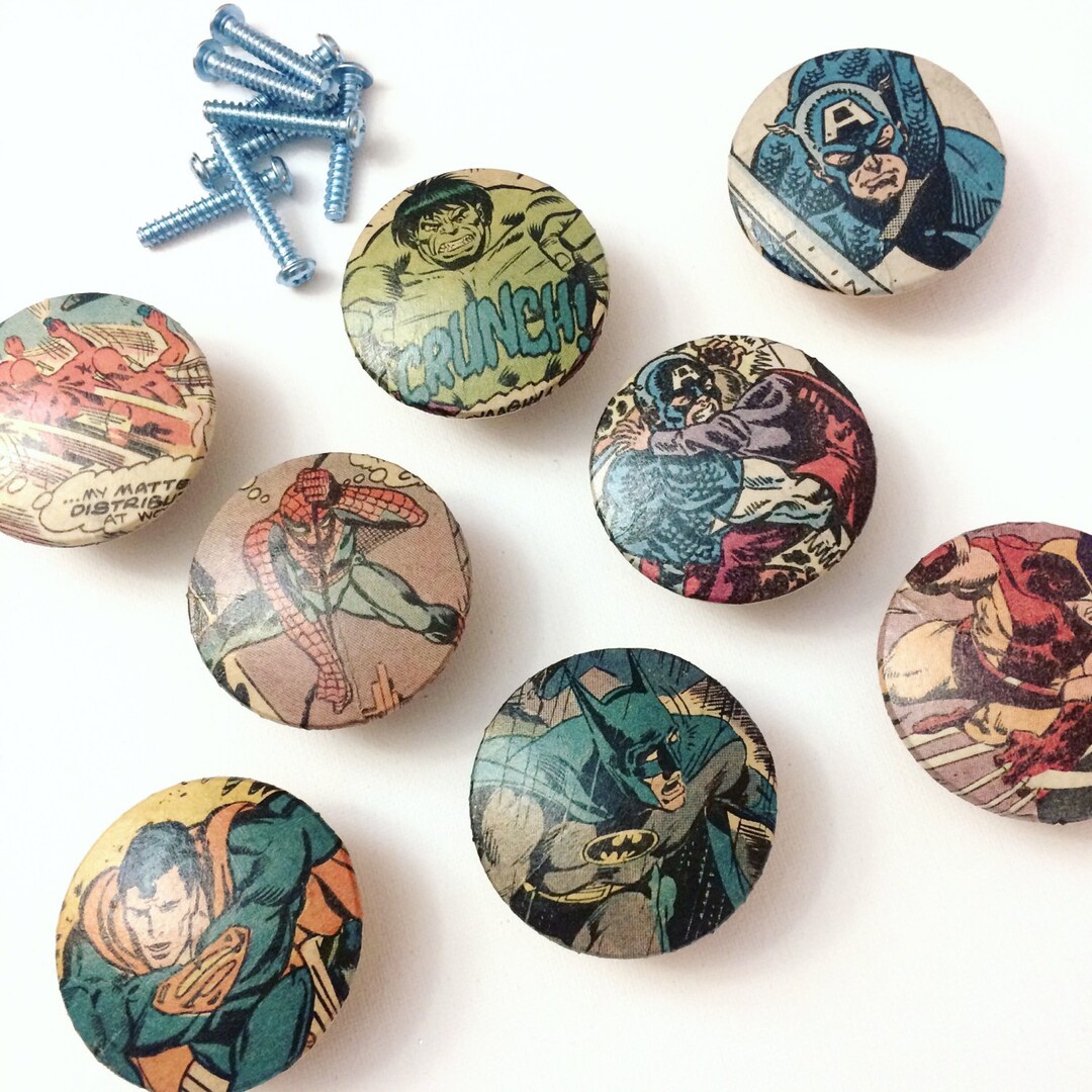 Superhero Drawer Knobs Comic Drawer Knobs Nursery Drawer Knobs Kid's