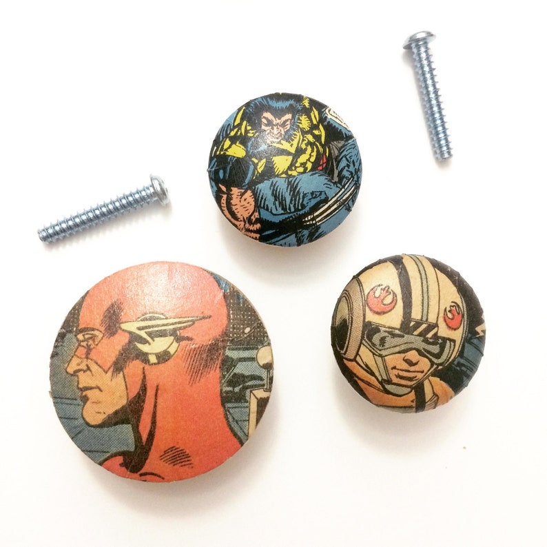 Superhero Drawer Knobs Comic Drawer Knobs Nursery Drawer Etsy