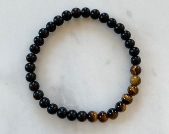 Polished TIGERS EYE Healing Bracelet w/Ebony Wood Beads/ B.J.B.A./ MEN'S Bracelets/ Healing Bracelet/ Unisex Bracelet/ Diffuser Beads