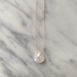 Rainbow MOONSTONE Gem Drop Healing NECKLACE on Nylon Cord// Layering Necklace/ Healing Necklace// June BIRTHSTONE Jewelry/ Rainbow Moonstone