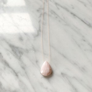 Pink Opal GEM DROP Healing NECKLACE with Faceted Briolette Bead on Silk Cord// Layering Necklace// Healing Necklace// Birthstone Jewelry