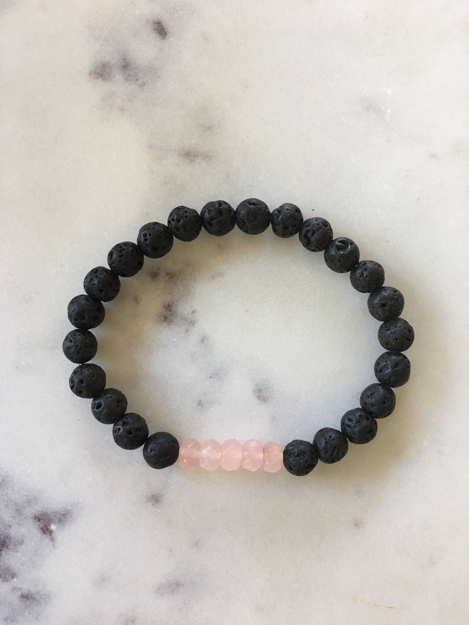 Rose quartz and lava stone bracelet Clearance