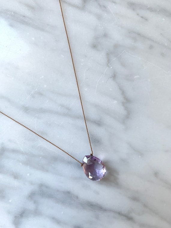 AMETHYST Gem Drop HEALING Necklace w/Faceted Briolette Bead on Sturdy Cord// Layering Necklace// Healing Necklace// FEBRUARY Birthstone