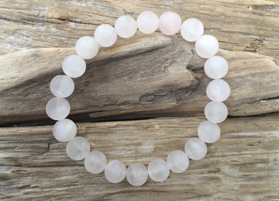 Frosted Rose Quartz Healing Beaded Bracelet// Statement Bracelet// Stacking Bracelet// Healing Bracelet