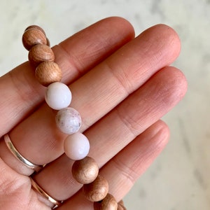 Beautiful Faceted PINK OPAL Healing Beads w/Rose Wood Beaded Bracelet// Stacking Bracelet/ Statement Bracelet// Healing/ October Birthstone