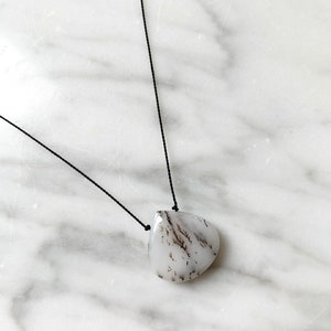 DENDRITIC OPAL Gem Drop Healing Necklace w/Polished Drop Bead on Nylon Cord/ Healing Necklace/ Birthstone Jewelry/ Opal/ OCTOBER Birthstones