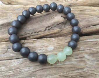 Frosted Hematite Beaded Bracelet w/ Faceted JADE Healing Beads// B.J.B.A.// MEN'S BRACELET// Healing Bracelet// Unisex Bracelet// Good Luck