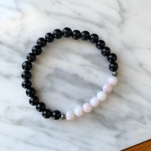 Stunning PINK OPAL Healing Beads w/Ebony Wood Beaded Bracelet// Stacking Bracelet/ Statement Bracelet// Healing/ OCTOBER Birthstone Bracelet