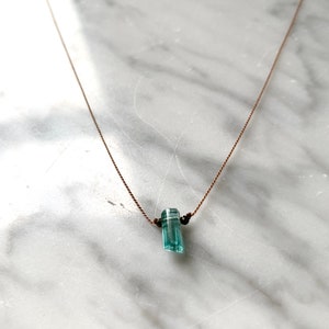 Green TOURMALINE + Pyrite Gem Drop HEALING Necklace w/Faceted Beads on Stury Cord/ Layering/ Healing Necklace/ OCTOBER Birthstone