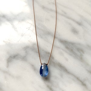 Stunning Blue KYANITE Gem Drop HEALING Necklace w/Polished Briolette Bead on Sturdy Cord// Layering Necklace/ Healing Necklace