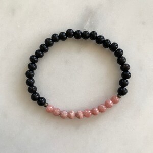 Itty Bitty Polished RHODOCHROSITE + Pyrite Healing Bracelet w/ Tiger Ebony Wood Beads/ Statement Bracelet/ Healing Bracelet// Heart Chakra