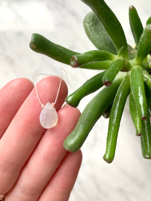 DRUZY QUARTZ Gem Drop HEALING Necklace w/Sparkly Drop Bead on Sturdy Cord w/Sterling Clasp// Layering Necklace// Healing Necklace// Quartz