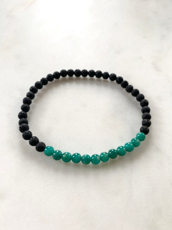 AMAZONITE + LAVA Stone Healing Beaded Bracelet Bracelet// B.J.B.A.// MEN'S Bracelet// Healing Bracelet// Unisex Jewelry// Diffuser Bracelet