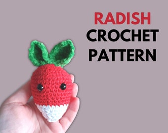 Crochet Radish Pattern - Play Kitchen Food/Amigurumi Veggies/Crochet Vegetable Pattern/Crochet Kitchen/Beginner Amigurumi Pattern