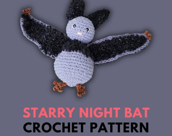 Starry Night Bat | AD FREE Crochet Pattern Download | Crochet Bat | Bat Amigurumi | Crochet Animals | Bat Pattern | Halloween Crochet