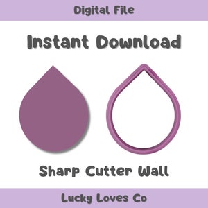 Round Teardrop Polymer Clay Cutters | Digital STL File | 3 Sizes | Sharp Cutter Edge