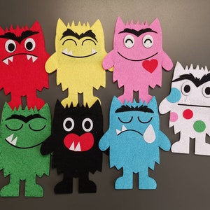 The Color Monster Felt Hand Puppets (7 monsters)