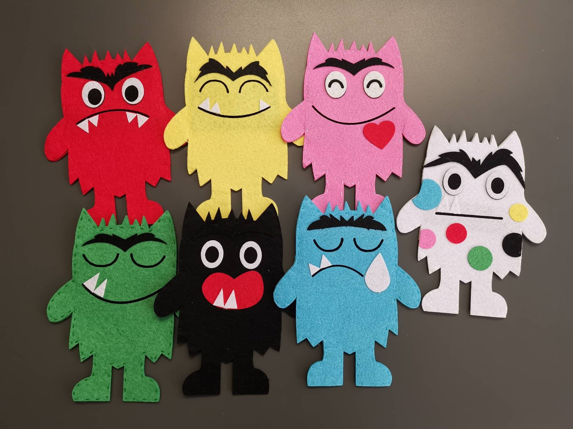 The Color Monster Felt Hand Puppets 7 Monsters Etsy