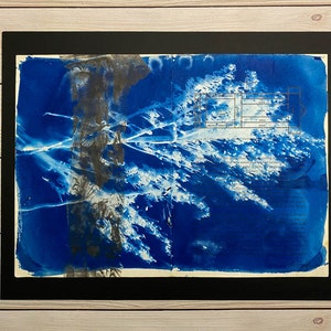 Offering - Original Cyanotype on Vintage Book Pages