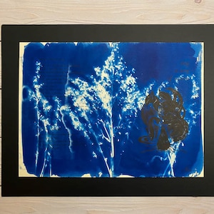 Moonlight Song - Original Cyanotype on Antique Book Pages