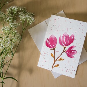 Pink Flowers - Original Watercolor Greeting Card - Etsy