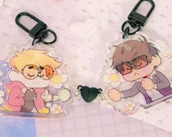 Trigun Stampede Acrylic Keychain | Vash & Wolfwood Magnetic Heart