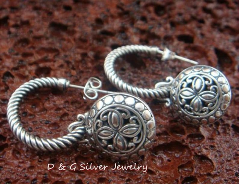 Limited Edition Sterling Silver Bali Dangle Earrings SE-223-DG