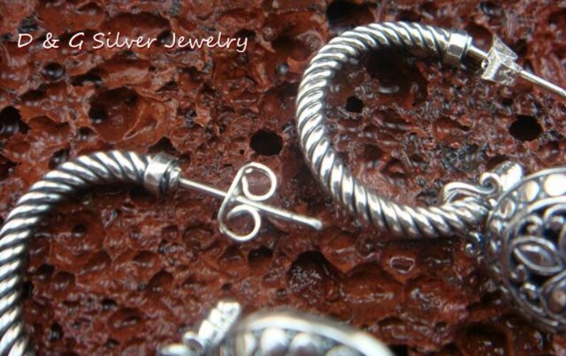 Limited Edition Sterling Silver Bali Dangle Earrings SE-223-DG
