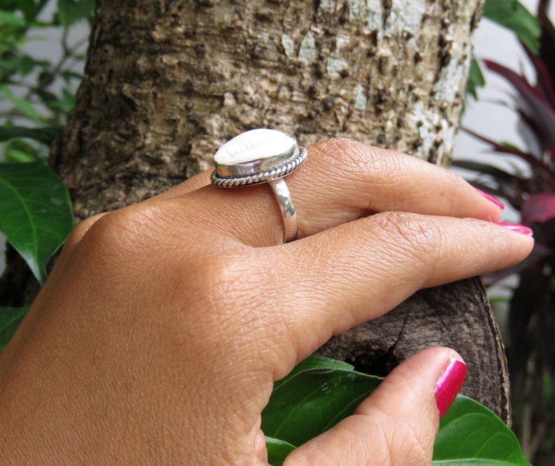 Boho Ring 925 Silver Cowrie Shell,Bohemian Ring Summer Ring RI-744-DG