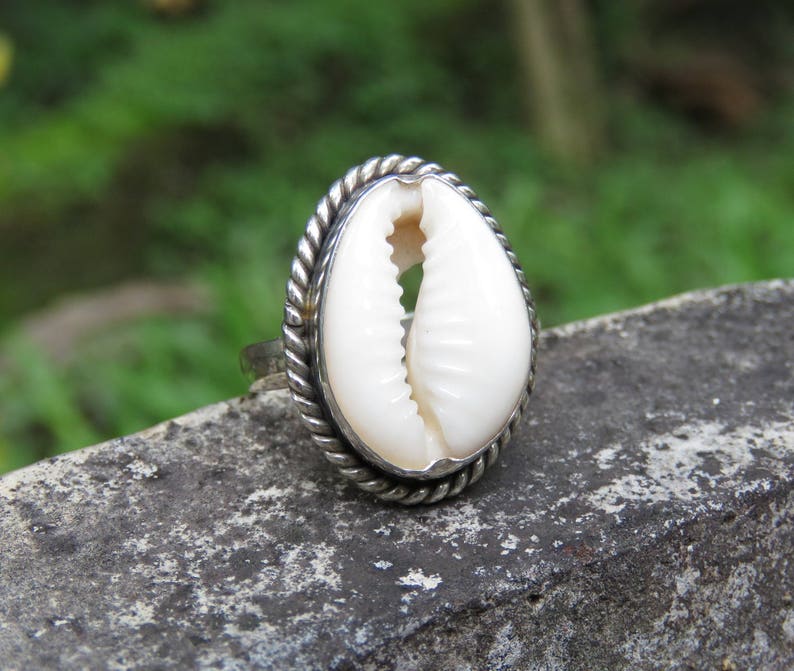 Boho Ring 925 Silver Cowrie Shell,Bohemian Ring Summer Ring RI-744-DG
