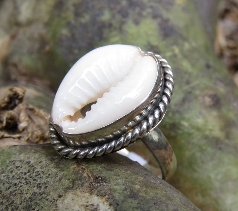 Boho Ring 925 Silver Cowrie Shell,Bohemian Ring Summer Ring RI-744-DG