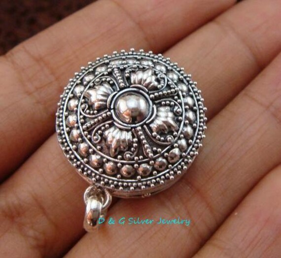 Sterling Silver Round Bali Filigree Prayer Box/Keepsake Etsy