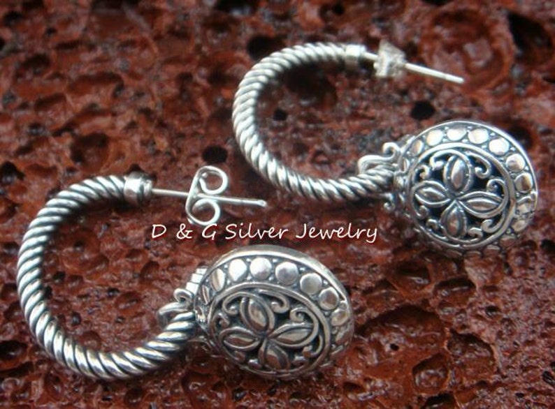 Limited Edition Sterling Silver Bali Dangle Earrings SE-223-DG