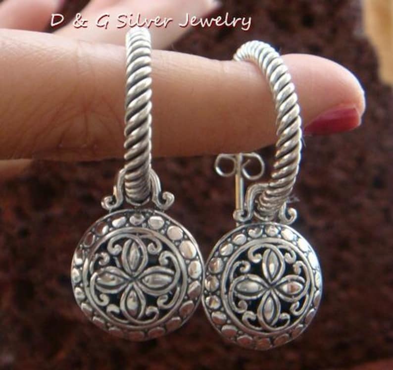 Limited Edition Sterling Silver Bali Dangle Earrings SE-223-DG