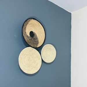 Een set van 3 Afrikaanse Muur Manden / Diverse geweven muur manden / Afrikaanse Muur Decor / Diverse Muur Manden - Gratis Express Verzending